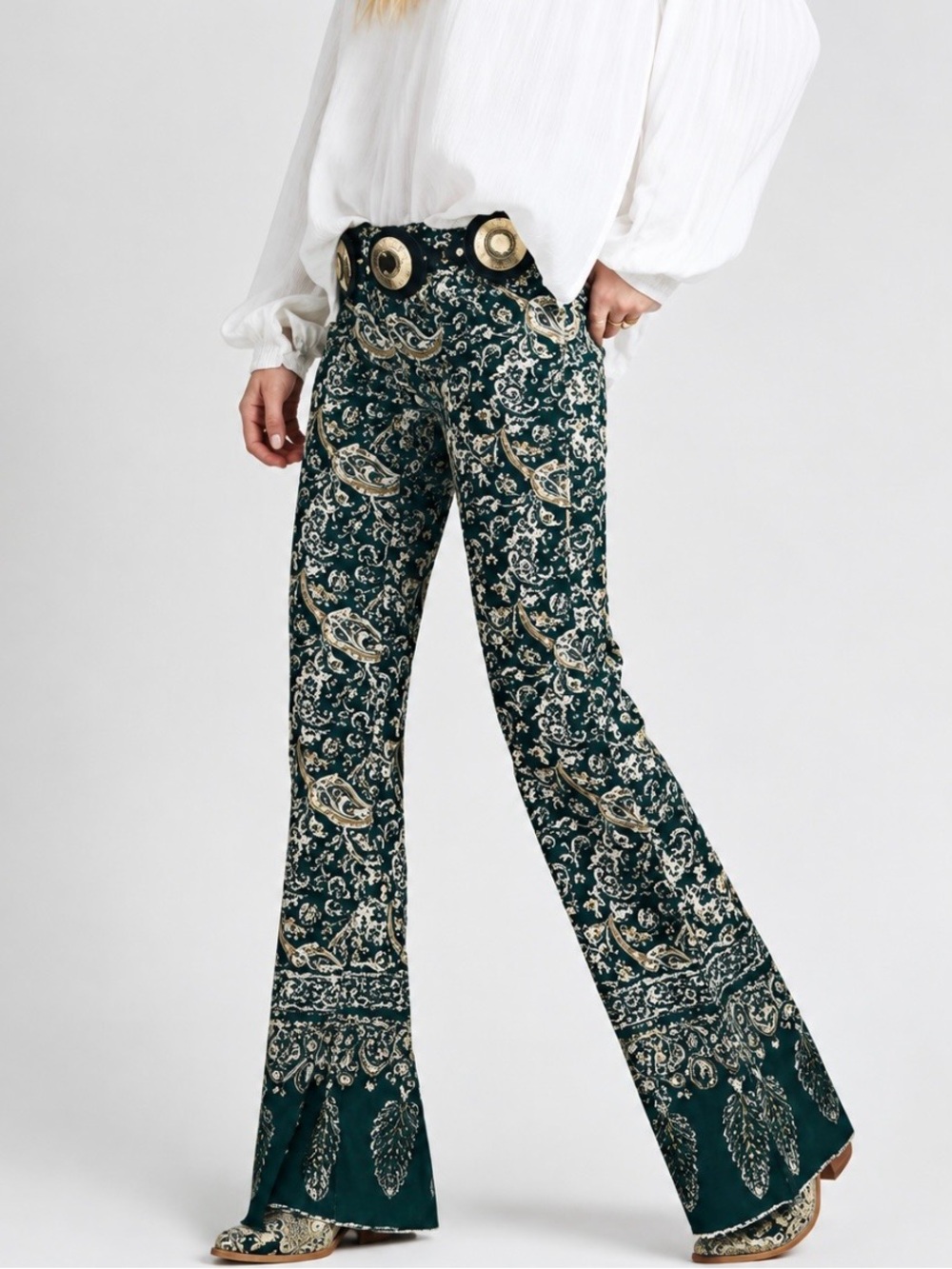 Rare Free People New Delhi Border Flare Corduroy Pants